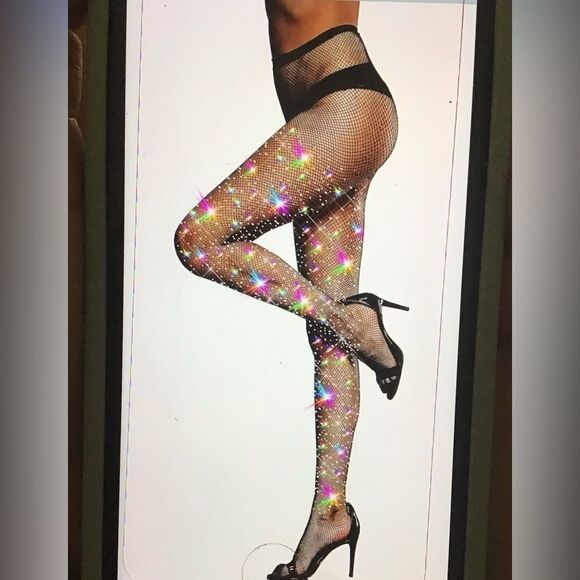 New Unopened Sparkling Fishnet Tights - Picture 1 of 5